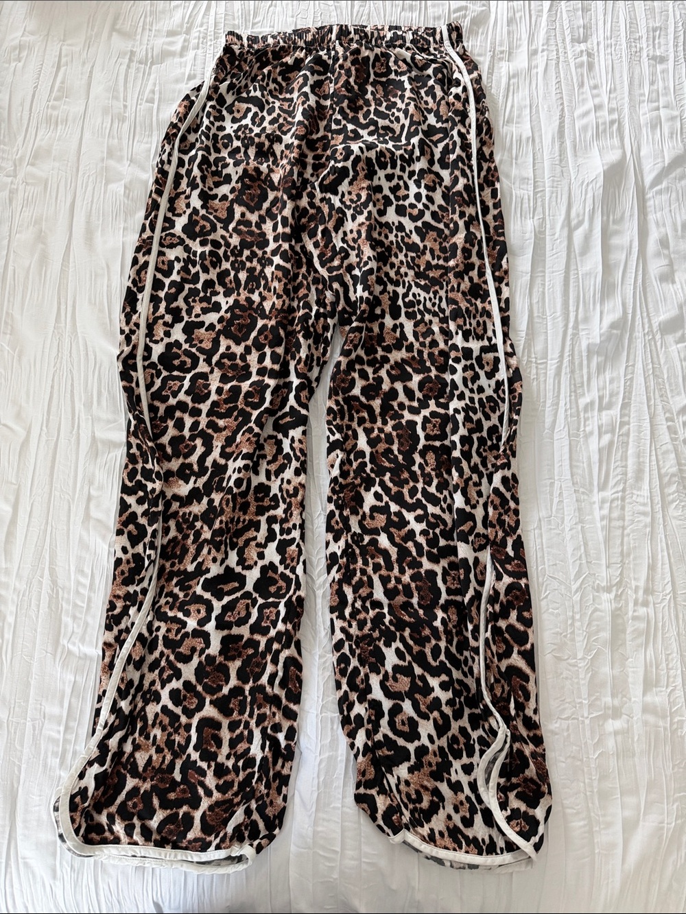 aerie Leopard Print Pajama Pants in Brown and Black with White Trim